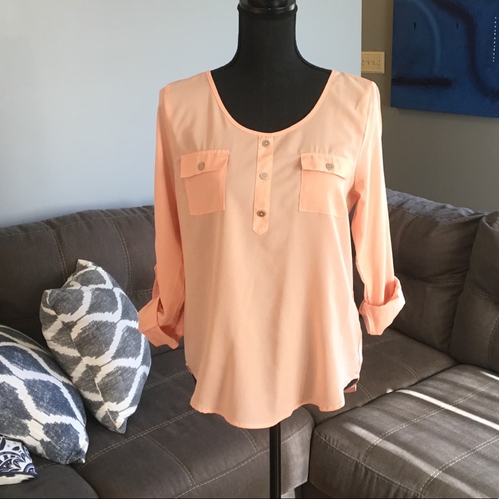 Semi Sheer Peach Colored Blouse